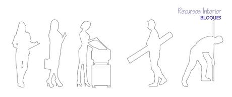 10 bloques .dwg.  Silueta de personas trabajando. // POST ESPECIAL //