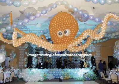 arreglos de fiestas con globos pulpo