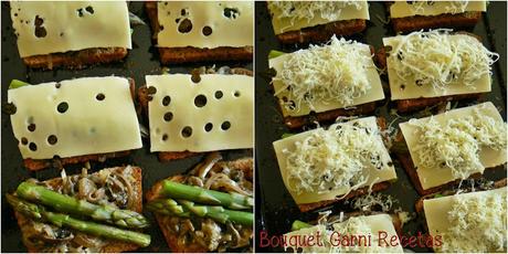 Bruschettas de hongos y espárragos con huevo poché Bruschettas de hongos y espárragos con huevo poché