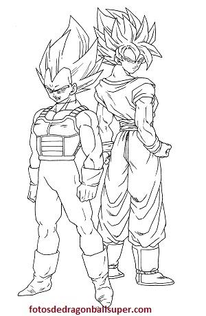 imagenes de goku y vegeta para colorear super