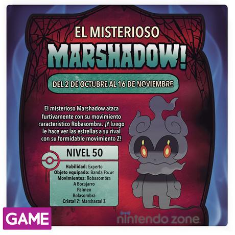 Marshadow está siendo repartido en GAME, ¡hasta el 16 de noviembre!