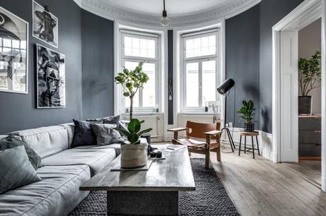 muebles de cemento Mesa auxiliar de cemento estilo nórdico decoración oscura decoración masculina decoración en azul y gris 