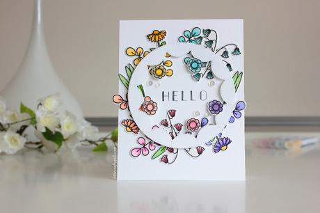 Rainbow Floral Card colored with Zigs