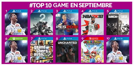 Los más vendidos en GAME en septiembre
