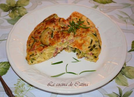 Tortilla de calabacín con jamón ibérico