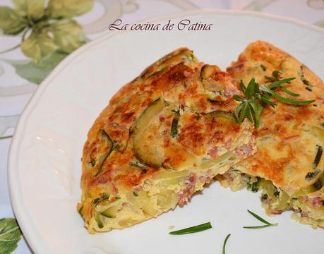 Tortilla de calabacín con jamón ibérico