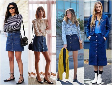 Resultado de imagen de tendencias otoño 2017 faldas denim