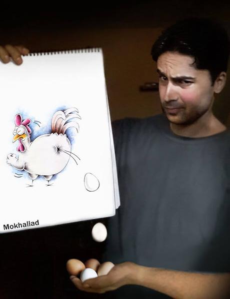 Un aficionado al dibujo hace interactuar sus dibujos en su vida cotidiana