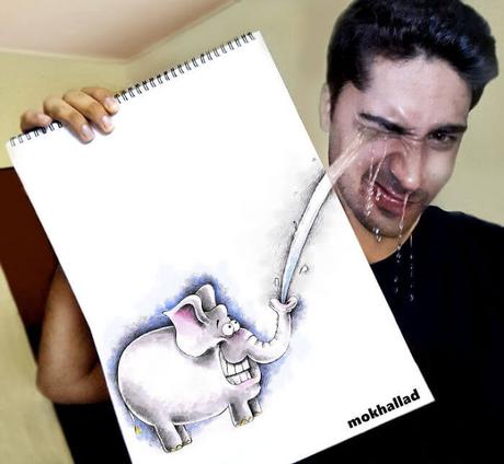 Un aficionado al dibujo hace interactuar sus dibujos en su vida cotidiana