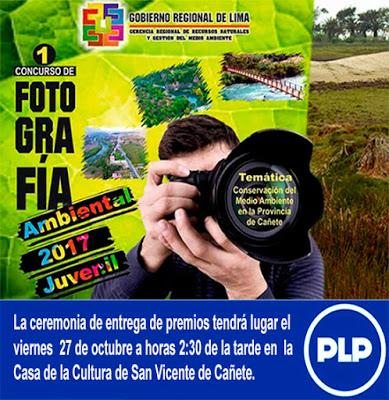 A través del I concurso juvenil de fotografía ambiental: GORE LIMA PROMUEVE CONSERVACIÓN DEL MEDIO AMBIENTE EN CAÑETE...