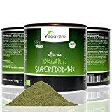 Superfood Mix Vegavero 100g | mezcla de 17 superalimentos orgánicos | Espirulina - Matcha - Moringa - Cúrcuma - Espinacas - Spirulina - Chlorella etc. | 100'% vegano | batidos - zumos - comidas | Fabricado en Alemania