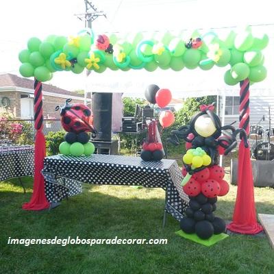 decoraciones de globos para fiestas infantiles para niños ladybug