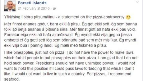 La piña (en la pizza) de la discordia islandesa