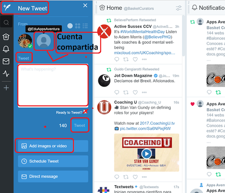 Cómo gestionar colaborativamente una cuenta de Twitter desde PC y Móvil con TweetDeck y Twicca