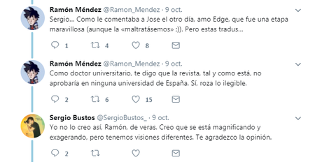 Ramón critica las traducciones de EDGE