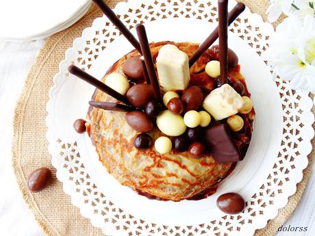 Pastel de creps con chocolate