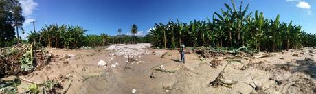 Furia de crecida río panzo bloquea vía en Neiba y daña cultivos.