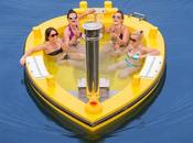 Inventan jacuzzi barco funciona leña HotTug para navegar Jacuzzi