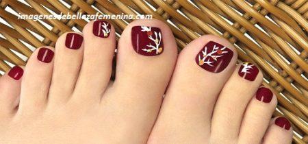 diseños de uñas para pies facil oscuras