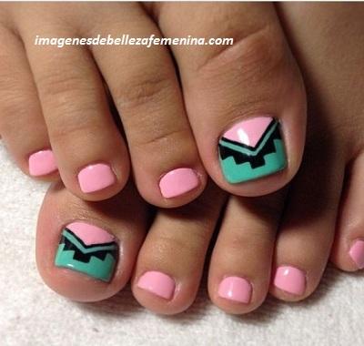 diseños de uñas para pies facil colores