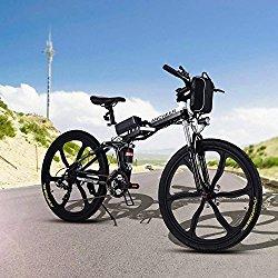 Teamyy Bicicleta Plegable de Montaña con Batería de Iones de Litio Bicicleta Eléctrica de 26 Pulgadas y 27 Velocidad