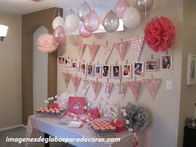 decoracion de globos para cumpleaños de mujer pared