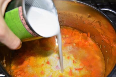 Sopa boniato, zanahoria, coco y cilantro