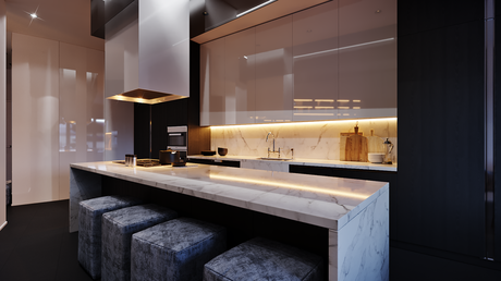 cocina negro y blanco con isla cocina negro y blanco con isla