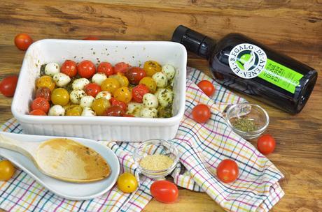 TOMATES CHERRY Y PERLAS DE MOZZARELLA tomates cherry y perlas de mozzarella, guarnición, guarnición para carne y pescado, guarniciones, recetas de guarnición, como hacer una guarnición, como se hace una guarnición, cenas rápidas y fáciles, las delicias de mayte,