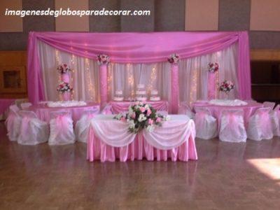 decoracion de salones de fiestas de quince años rosa