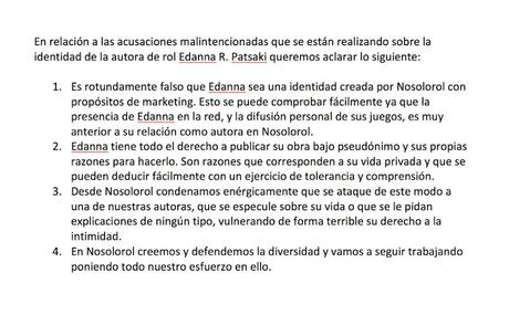 Editado- A vueltas con Edanna R. Patsaki: Nueva polémica en NSR Editado- A vueltas con Edanna R. Patsaki: Nueva polémica en NSR
