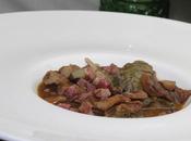 Níscalos alcachofas jamón