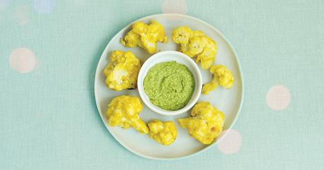 Bocaditos de coliflor rebozada al pesto