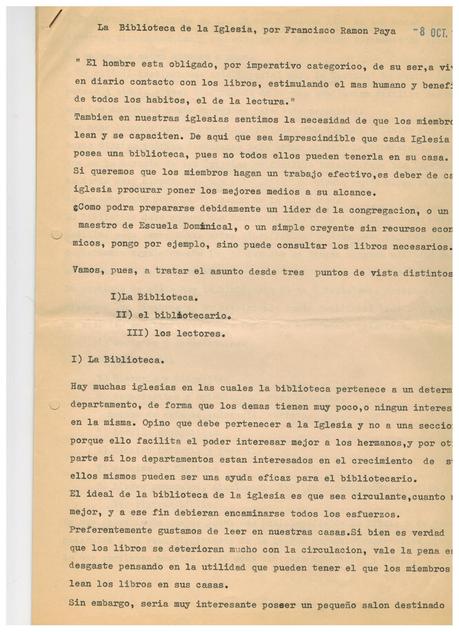 La Biblioteca de la Iglesia por Francisco Paya