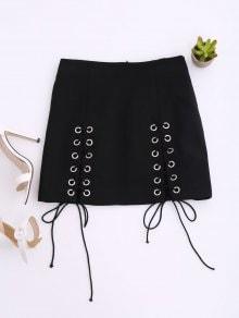 Punk Lace Up Mini Skirt