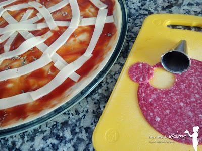 Pizza de arañas para Halloween