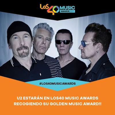 U2 estarán en Los40 Music Awards, el 10 de noviembre en Madrid