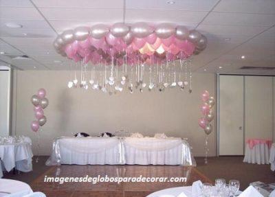 decoracion de quinceañeras con globos techo