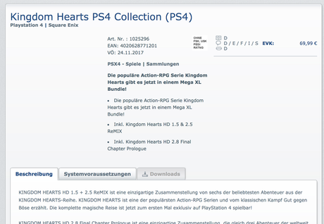 Se lista Kingdom Hearts Collection para PlayStation 4