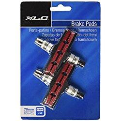 XLC V- Pastillas de freno bicicleta BS-V01, pack 4 unidades, 70 mm, negro/rojo