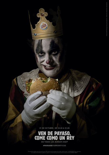 Burger King celebra Halloween invitando a un ejército de payasos #ScaryClownNight