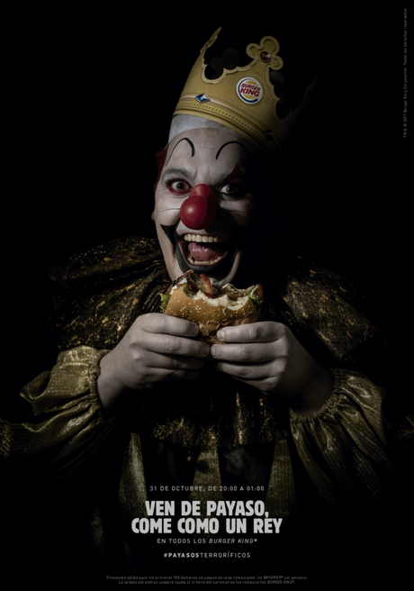 Burger King celebra Halloween invitando a un ejército de payasos #ScaryClownNight