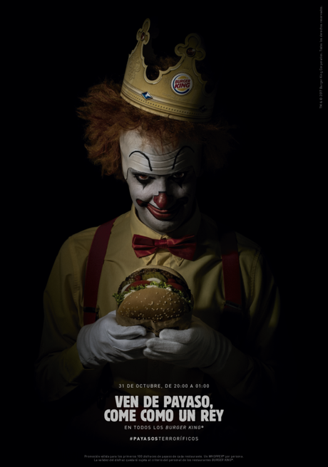 Burger King celebra Halloween invitando a un ejército de payasos #ScaryClownNight