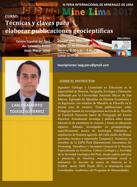 CURSOS #MINERLIMA2017: TECNICAS Y CLAVES PARA ELABORAR PUBLICACIONES CIENTIFICAS CURSOS #MINERLIMA2017: TECNICAS Y CLAVES PARA ELABORAR PUBLICACIONES CIENTIFICAS