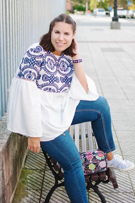 Blue jeans, white shirt
