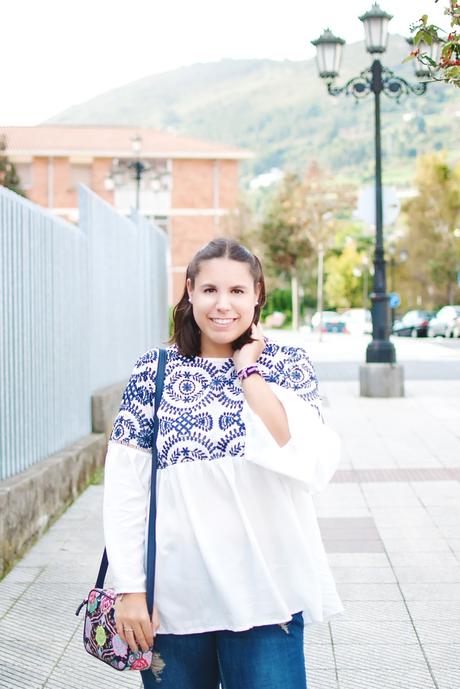 Blue jeans, white shirt
