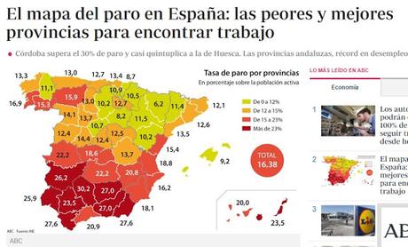 MAPA DEL PARO EN ESPAÑA SEGÚN LA EPA DE OCTUBRE DE 2017