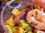 Langostinos marinados calabacines