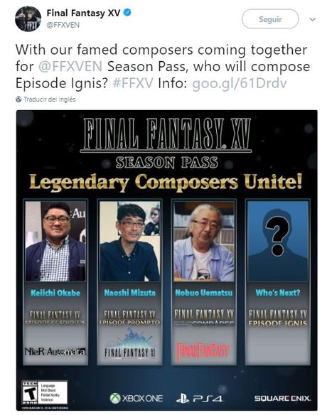 Final Fantasy XV Episode Ignis, contará con un compositor legendario