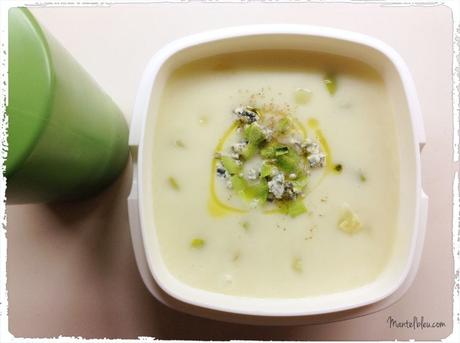 Crema de coliflor y calabacín con queso azul